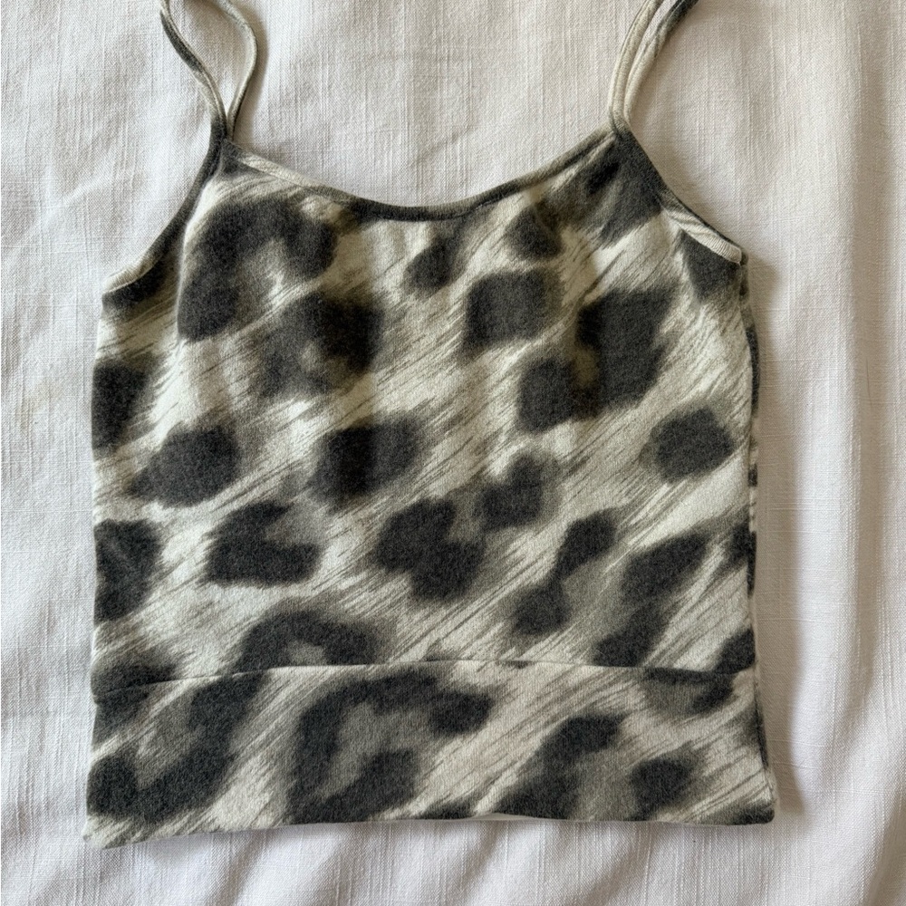 Y2K Blumarine Anna Molinari Leopard Print Women's Top - Black and Gray